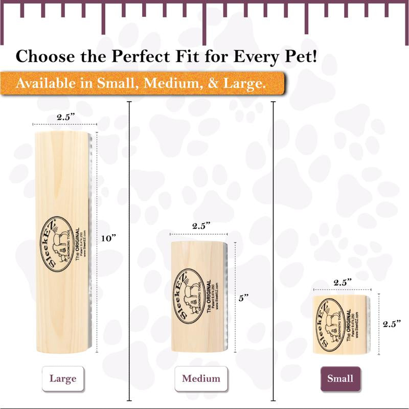 SleekEZ Cat Grooming Brush - Effortless Shedding & Fur Removal Tool with Wooden Handle and Stainless Steel Blade for Cats, Dogs, and Rabbits