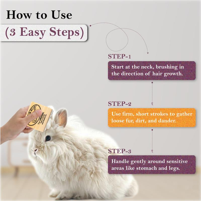 SleekEZ Cat Grooming Brush - Effortless Shedding & Fur Removal Tool with Wooden Handle and Stainless Steel Blade for Cats, Dogs, and Rabbits